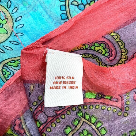 Sundance silk swim coverup Paisley kimono tunic, One Size - Picture 7 of 9